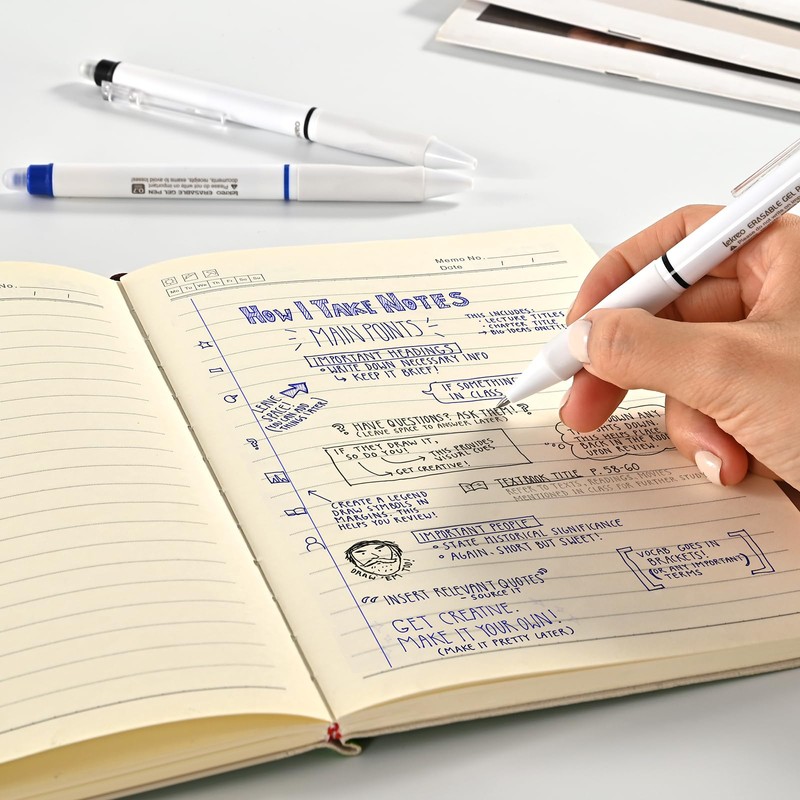 Lekreo 6 Counts Erasable Gel Pens, 0.7mm Fine Point Retractable