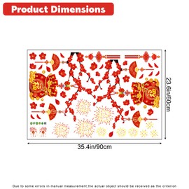 Chinese New Year Window Clings, 2026 Year of The Horse Window Sticker,Red Fu Character Wall Door Static Decals Stickers for Spring Festival Lunar New Year Party Decorations