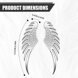 HQRNYP 2PCS Angel Wings Stickers, Car Badge Decals, 5.5" 3D Metal Stereo Eagle Wing Stickers, Auto Exterior Decor Accessories Styling Hawk Eagle Logo Emblem Universal for Trucks, SUVs, Cars (Silver)