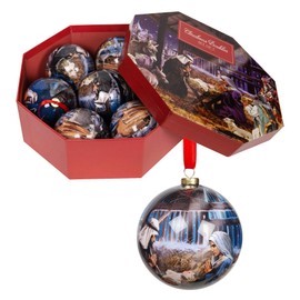 Santa's Workshop Box of 7 Christmas Baubles Shatterproof Plastic 70mm - Nativity