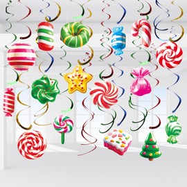 JOFONY 16Pieces Candy Swirl Christmas Party Decorations, Christmas Tree Decorations Colorful Candy Hanging Ornaments for Adults and Kids at Winter Party Home Decor.