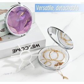 Pill Box，Small Pill Organizer (Portable 7 Compartment Capacity) Pocket or Wallet Carrying Case, Travel Medication Organizer (Purple Butterfly1)