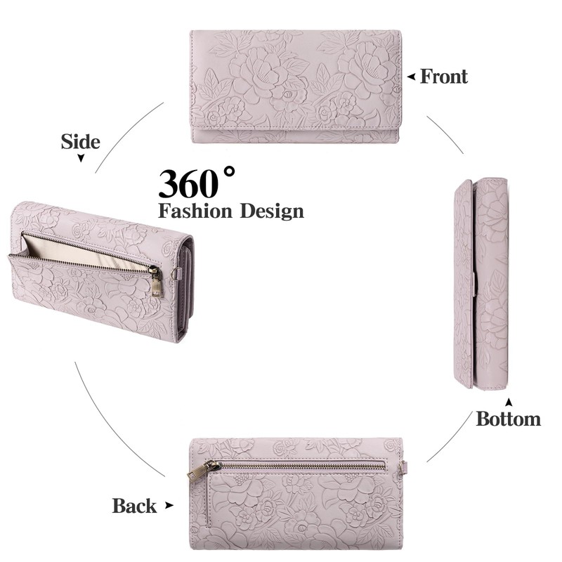 Wallets for Women Vegan Leather RFID Blocking Card Holder Trifold