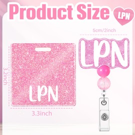 LPN Nurse Badge Buddy with Badge Reel Retractable Nursing ID Clip (Pink LPN)