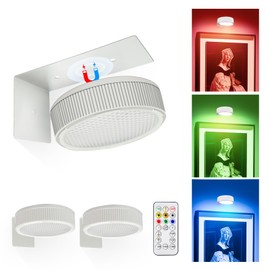HWAWFSD Wireless Picture Light, 20 RGB Color Magnetic Lights, Adjustable Timer Led Picture Frame Art Display Light, Wireless Gallery Display Wall Photo Light, 3 Pack White
