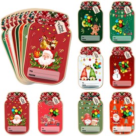 JNYVE Christmas Party Favors for Kids: 50 Pack Mason Jar Cards Christmas Crafts for Kids - Treat Bags DIY Candy Cards Bulk for Classroom Exchange Gifts Party Favors (Candy Not Included)