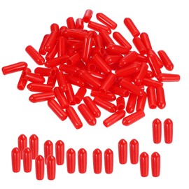 PATIKIL Round Rubber End Caps 4mm ID, 100 Pcs Rubber Bolt Covers Caps Vinyl Rubber Flexible Screw Thread Protectors for Metal Tube Rod Bolts, Red