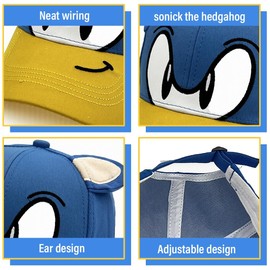 VQEOEOT Sun Hat, Baseball Cap Boys, Hedgehog Baseball Cap Children, Baseball Hat for Boys and Girls, Summer Hat, One Size, Adjustable Sun Hat, Sonlc, Gamer Gifts, Multicoloured, 52-56 cm