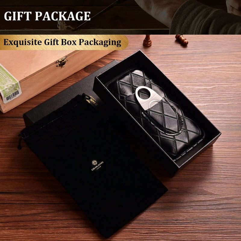 CIGARLOONG Cigar Case Leather Cigar Travel Humidor Hold 3 Tubes