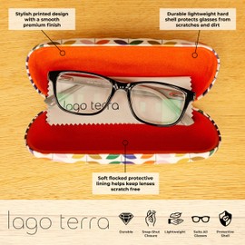 LAGO TERRA Geometric Leaf Print Hard Shell Glasses Case - Kaleidoscopic (Medium)