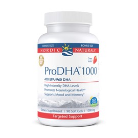 Nordic Naturals Nordic Naturals ProDHA 1000, Strawberry - 90 Soft Gels - 1660 mg Omega-3 - High-Intensity DHA Formula for Neurological Health, Mood & Memory - Non-GMO - 45 Servings