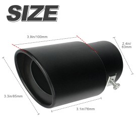 DONWELL Black Stainless Steel Exhaust Tip- Round Muffler Pipe Tail Accessory for Cars US