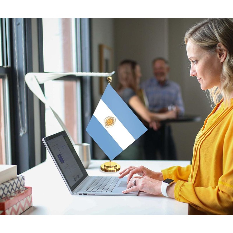 Argentina Desk Flag,12 inch Tall Small Argentinians Indoor Banner,Tiny Printing