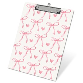 APIILVPQ Pink Clipboard，Bow Clipboards with Low Profile Clip for Office School Use, Cute Gifts Wooden Clip Boards for Nurses Teachers Students - B08