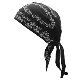 Kakatrend Bandana Cap, 100% Cotton, UV Protection, Sweatproof, Bandana, Paisley Pattern, Quick Drying, Sweat Absorbent, Pirate Hat, Men's Breathable Material, Dorag, Skull Cap, Overheatstroke