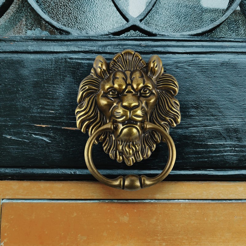 MOLIGOU Lion Head Door Knocker, 6 Inch Decorative Front Door