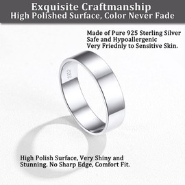 Bestyle 5mm Wide Silver Band Rings for Women Men Minimalist Knuckle Finger Ring, Stacking Index Finger Rings for Promise/Engagment/Wedding/Anniversary, Size 10