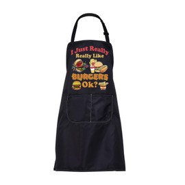 ENSIANTH Burgers Apron Funny Burgers Gift for Burgers Maker Apron Burger Lover Gifts I Just Really Like Burgers Chef Cooking Apron (burger apron)