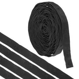 MECCANIXITY 5 Yardas Cinta de Botón a Presión con Doble Hebilla para Coser, Cinta de Algodón con Hebillas para Ropa, Tela y Manualidades, Color Negro