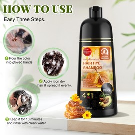 ZENITHGLO Black Hair Dye Shampoo 3 in 1 for Women & Men 100% Gray Hair Coverage - Herbal Ingredients Natural Plant Hair Color - Hair Dye in Minutes 17.6 Fl Oz