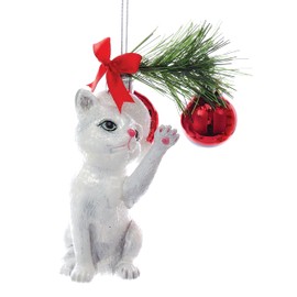 Kurt Adler Noble Gems™ White Cat Glass Ornament, 5"
