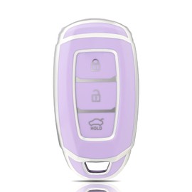 OFFCURVE Car Key Case, Key Cover, Key Cover, Protective Cover, 3 Buttons, Suitable for Hyundai i10 i30 ix25 ix35 IG Santa Fe Kona Elantra Grandeur Solaris Azera Tucson Palisade