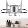 Kitchen Storage Hanging Pot Holder Pan Hanger Shelf Cookware 9-Hooks