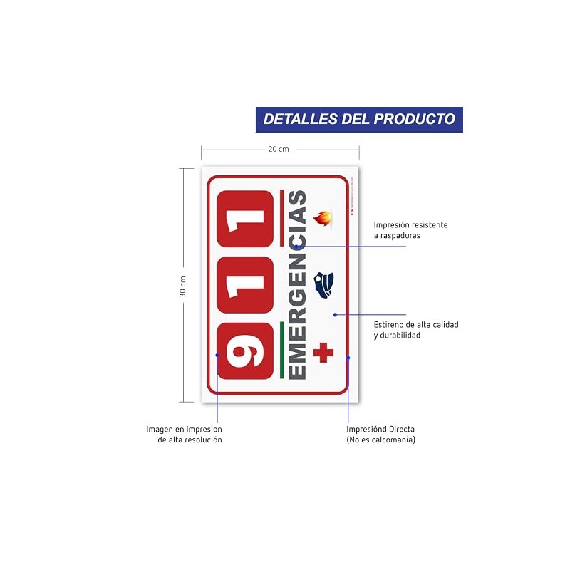 Letrero Señalamiento 911 emergencias