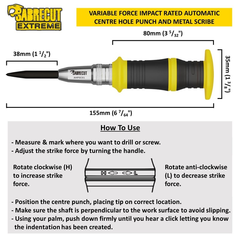 1 Piece SabreCut AHPSC01 Heavy Duty Automatic Spring Driven Centre