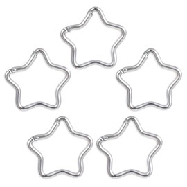 5PCS Silver Carabiner Clip, Heavy Duty Star Shaped Keychain Clip Zinc Alloy Carabiner Snap Hook Holder for Camping Fishing Hiking Traveling Outdoor Activities Accessory
