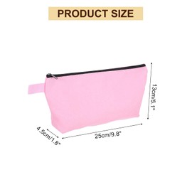 sourcing map Canvas Makeup Bags, 10 Pcs Travel Cosmetic Bags Bulk, Multipurpose Plain Toiletry Zipper Pouches Blank DIY Craft Bags Pencil Bag for Women Teens, Pink