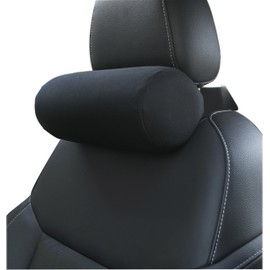Car Pillow Neck Support Neck Roll Car Seat for Travel Long Drive Office Black Round Cervical Headrest Aeroplane Neck Cushion, Pack of 1