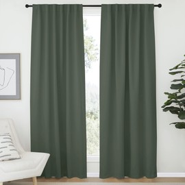 NICETOWN Bedroom Blackout Draperies and Window Treatment- (Dark Mallard Color) 52 Width X 72 Length, 2 Panels Set, Solid Blackout Curtain Panels
