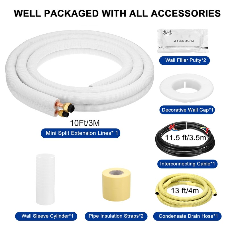 PATIKIL Mini Split Line Set, 10 Ft 1/4" 1/2" OD