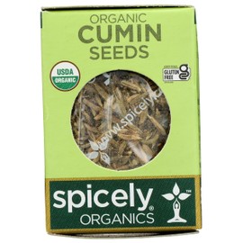 Spicely Organic Cumin Seeds Whole 0.50 Ounce ecoBox Certified Gluten Free