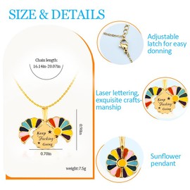 Inspirational Gifts Funny Keep Fucking Going Locket Necklace for Women Daisy Lover Gift Ideas Motivational Positive Affirmation Gifts for Women Birthday Christmas Gift for Family Friends Necklace