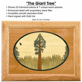 MarqArt Wood Tree Gift Box - Trinket Organizer With Hinged Lid - Store Rings, Bracelets, Watches, Coins - Great Gift For Any Occasion - Birthdays, Christmas, Graduation - (#2140BH 6x8x2)