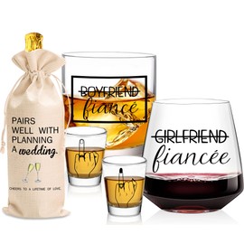 Wedding gifts Bride and Groom Glasses 5 Pieces Ring Finger Wedding Wine Glasses Mr and Mrs Engagement Gifts for Couples Newlyweds engagement couple gifts