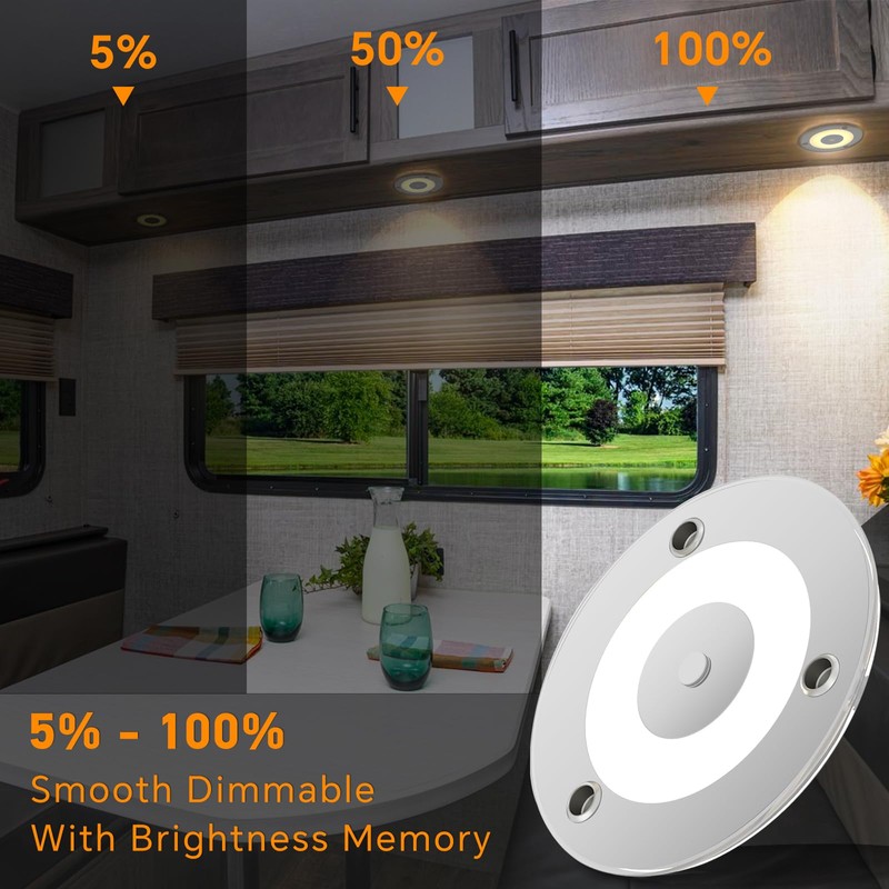 CamperXlite 4" RV Boat LED Dome Light 12V Acrylic Interior