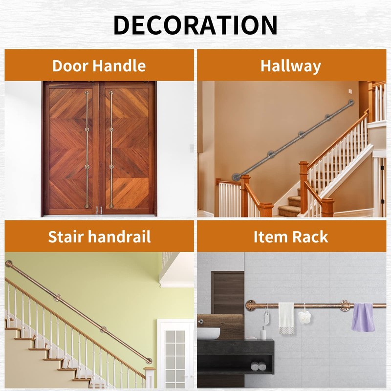 Rebala Wall Handrail 10FT,Industrial Staircase Railing 1.25 Inch Tube Diameter,Galvanized