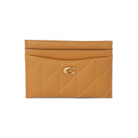 COACH Women's Refined Calf Leather Essential Card Case, Honey Brown, One Size