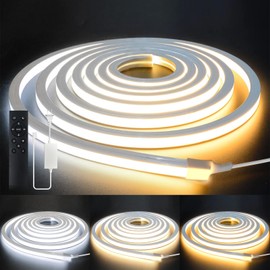 VOEWT LED Strip Lights 16.4ft 110-120V,Dimmable Silicone Neon Rope Lights,Flexible Outdoor Waterproof Neon Strip Lights for Mirror,Kitchen,Cabinet,DIY Lighting