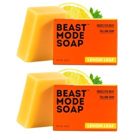 Beast Mode Soap Para Hombres, Lemon Leaf, Paquete De 2 Barras: Jabón De Sebo Natural De Animales Alimentados Con Pasto, Aroma Fresco, Hecho A Mano, No