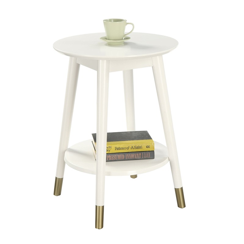 Convenience Concepts Wilson Mid Century Round End Table with Bottom