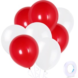 ZHIHUI 20pcs Red and White Balloons, 10 Inch Latex Vibrant Bulk Balloons Party Balloons for Kids Men Women Birthday Wedding Baby Shower Graduation Party Decorations