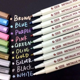 Jr. Hagrid Set of 10 Metallic Marker Pens Assorted Colours for Card Making / DIY / Photo Album / Visitors Book