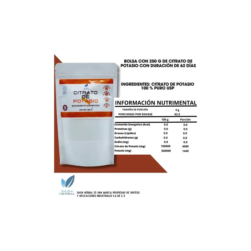 Citrato Magnesio 250 Potasio