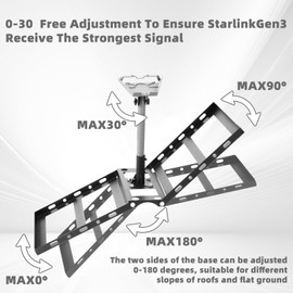 AdjustmentGen 3 Mount for Starlink Roof Ridge Mount Gen 3,Multi Angle Adjustment for Starlink Mount Compatible with V3 Starlink Standard Dish,Gen 3 Pipe Adapterfor Starlink Internet Kit Satellite