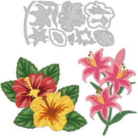 GLOBLELAND Cutting Dies Flowers Metal Cutting Stencils Lily and Hibiscus Cutting Dies for Card Making and DIY Scrapbooking Decor