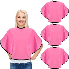 4 Capas de Barbero de Salón Capa de Maquillaje Capa Impermeable para Teñir Cabello Capa de Corte de Pelo para Mujeres, Hombres y Niños (Rosa Roja)